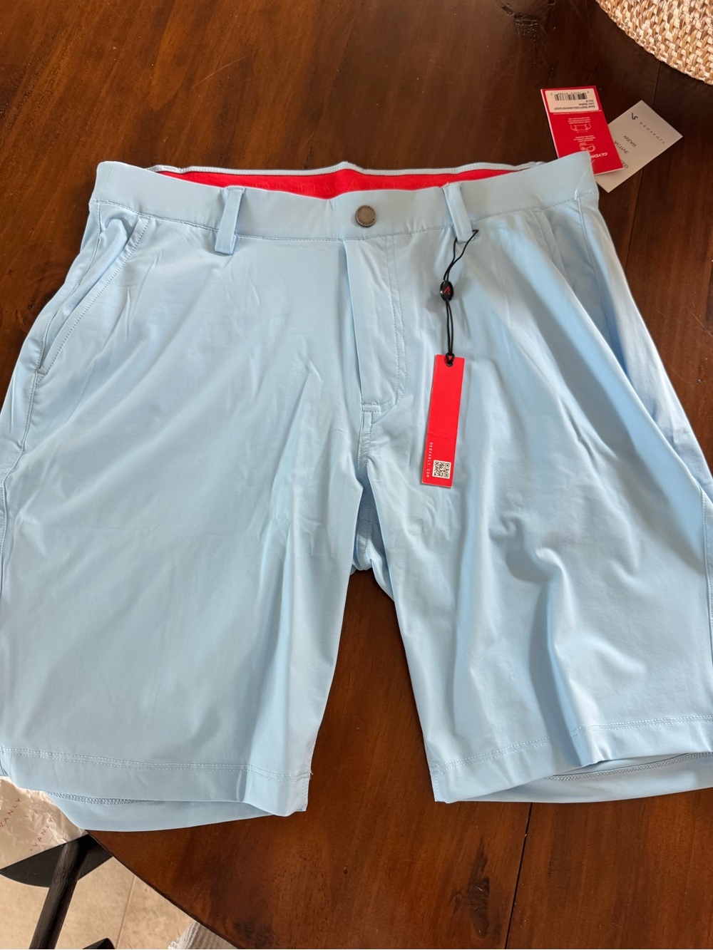 REDVANLY Men's Light Blue Performance Golf Shorts
